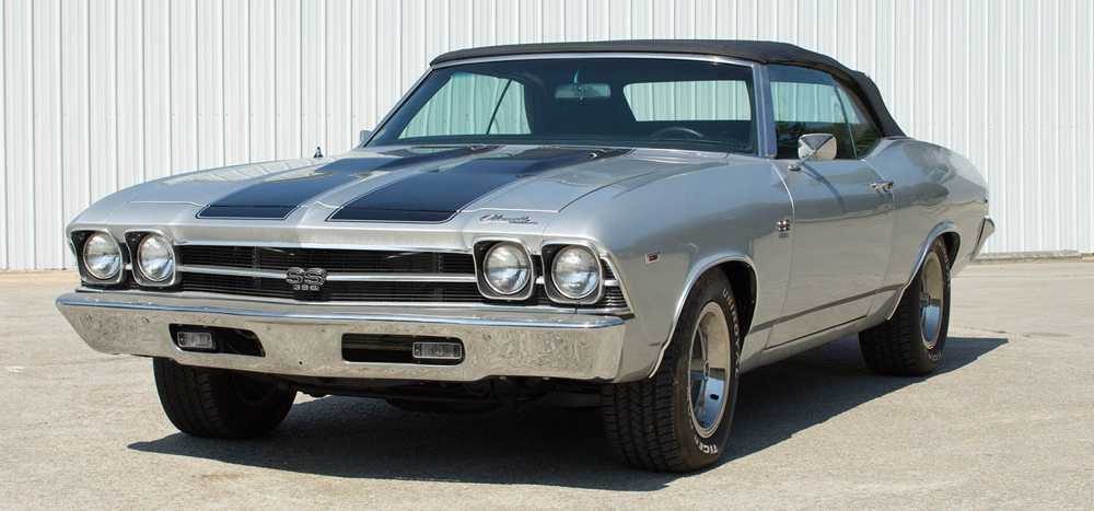 A Silver 1969 Chevelle SS 396 convertible